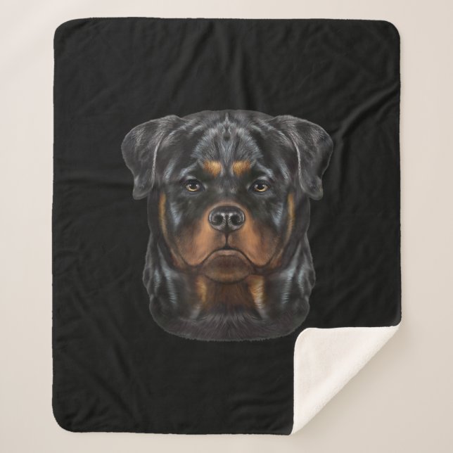 Couverture Sherpa Sweat - shirt à capuche Zip Face Chien Rottweiler (Devant)