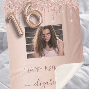 Couverture Sherpa Sweet 16 photo blush rose rose rose parties scinti