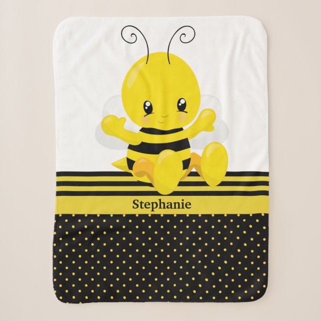 Couverture Sherpa Sweet Baby Bee Nom personnalisé (Devant)