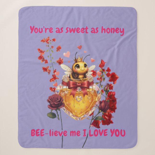 Couverture Sherpa Sweet BEE mine-BEE lieve me i love you (Devant)