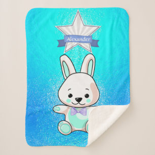 Couverture Sherpa Sweet Funny Souriant Bunny Nom Personnaliser