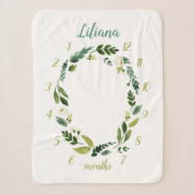 Sweet Greenery Baby Name Monthly Milestone Photo