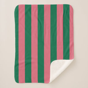Couverture Sherpa Sweetheart Rose Pickle Rayure Verte