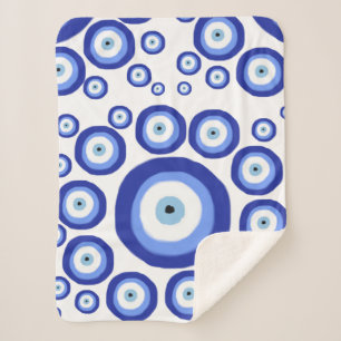 Couverture Sherpa Symbole de bonne chance de l'oeil grec Motif