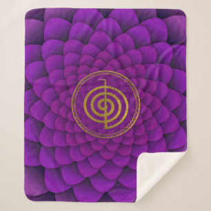 Couverture Sherpa Symbole de Choku Rei d'or sur le lotus