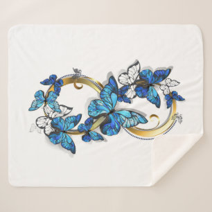 Couverture Sherpa Symbole infini de papillons Morpho bleus