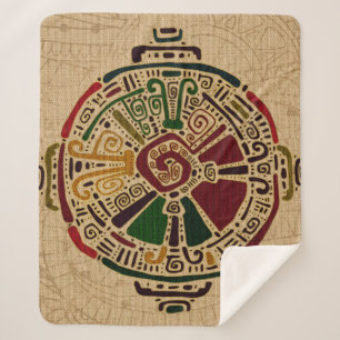 Couverture Sherpa Symbole maya coloré de Hunab Ku sur le coton