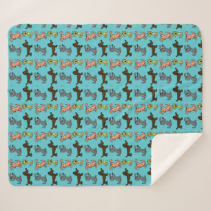 Couverture Sherpa Sympa Chiens Design Moderne Bleu