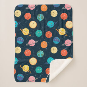 Couverture Sherpa Système solaire amusant Planètes Motif pour enfa
