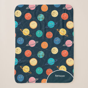 Couverture Sherpa Système solaire amusant Planètes Motif pour Enfant