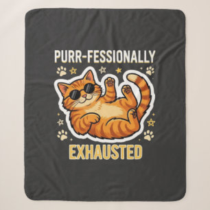 Couverture Sherpa T-shirt chat mignon professionnellement épuisé