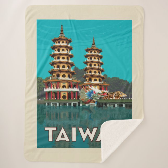 Couverture Sherpa Taïwan | Pagode Du Dragon Et Du Tigre (Devant)