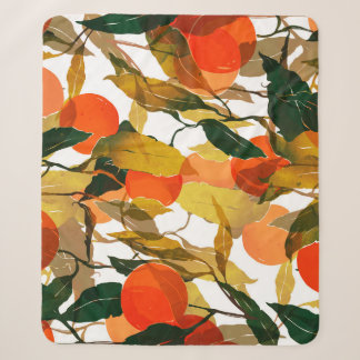 Couverture Sherpa Tangerines arbre : motif juteux sans couture.