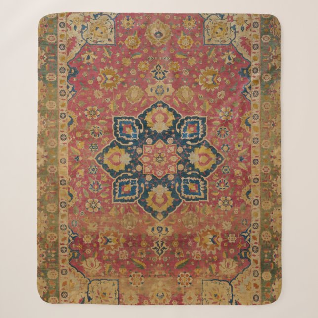 Couverture Sherpa Tapis rouge or Kashan tapis Perse Asiatique (Devant)