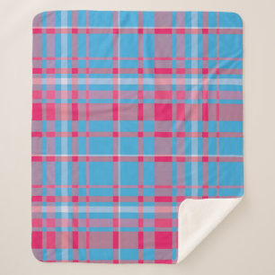 Couverture Sherpa Tartan bleu et rouge