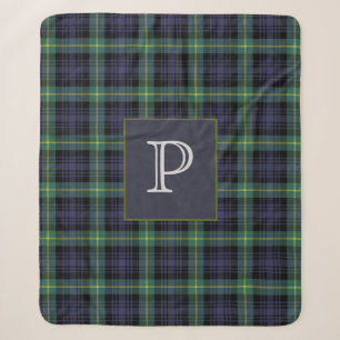 Couverture Sherpa Tartan plat personnalisé À damiers monogramme