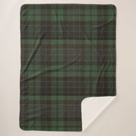 Couverture Sherpa Tartan vert foncé