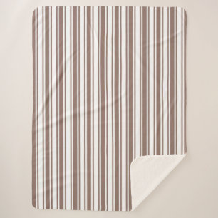 Couverture Sherpa Taupe brun et blanc bonbons rayures