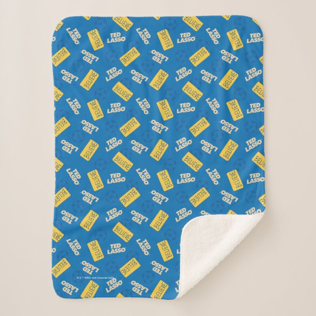 Couverture Sherpa Ted Lasso | Croyez le Motif de signe et de balle (Devant)