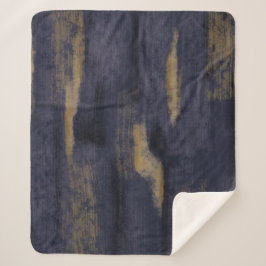 Couverture Sherpa teintes douces Abstraites Bleu profond & Or