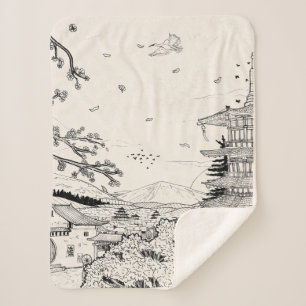 Couverture Sherpa Temple shinto Fuji Edo Période Japon Shogun Inspir