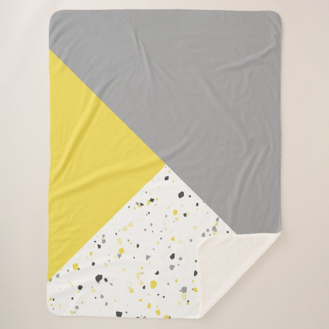 Couverture Sherpa Tendance gris-jaune Terrazzo (Devant)