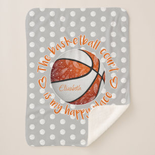 Couverture Sherpa terrain de basket-ball en boho orange mon endroit