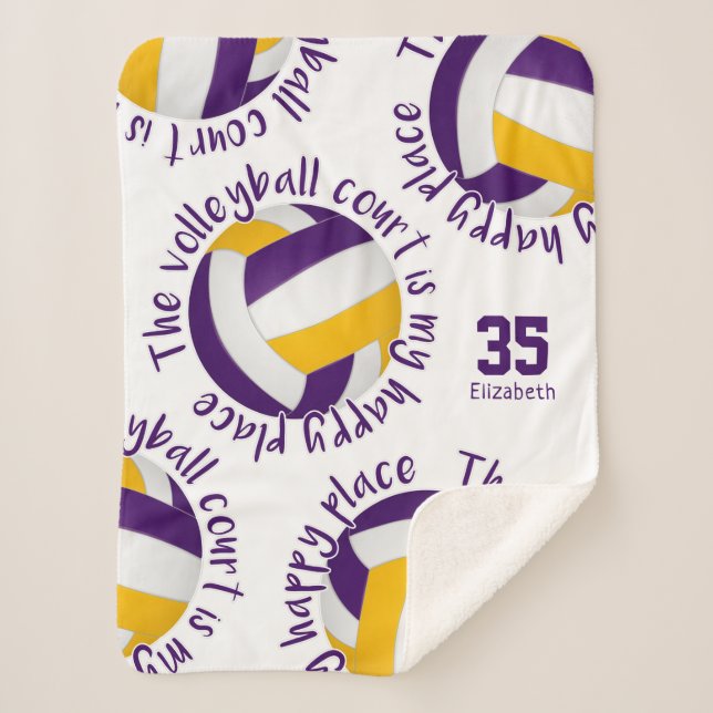 Couverture Sherpa terrain de volley-ball en or violet heureux (Devant)