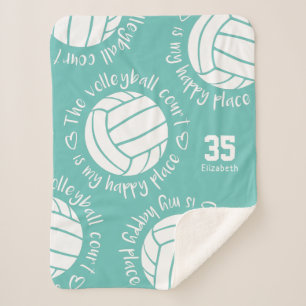 Couverture Sherpa terrain de volley-ball mon heureux lieu girly typo