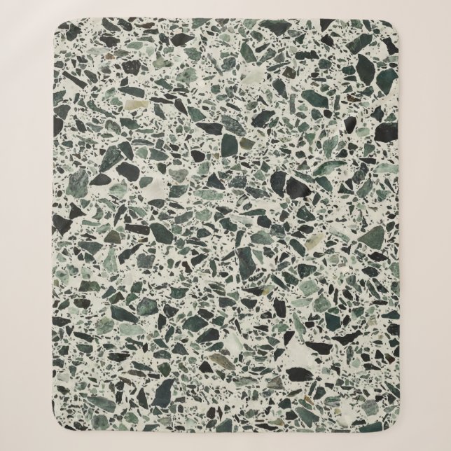 Couverture Sherpa Terrazzo Vert Moderne (Devant)