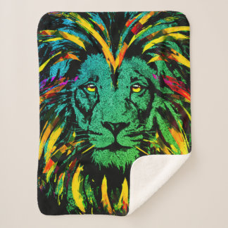 Couverture Sherpa Tête de lion foncé - Illustration de lion