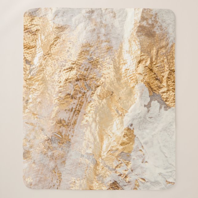 Couverture Sherpa Tex Arrière - plan Peint Moderne Blanc Et Or (Devant)