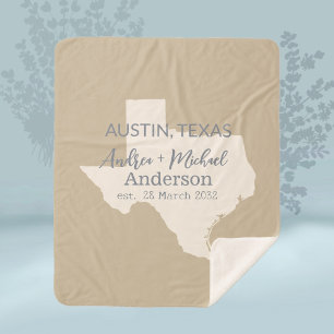 Couverture Sherpa Texas State Map Couple Nom et Mariage de date