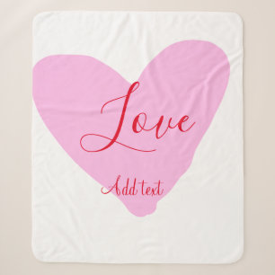 Couverture Sherpa texte de la Saint-Valentin amour cœur rose rouge n