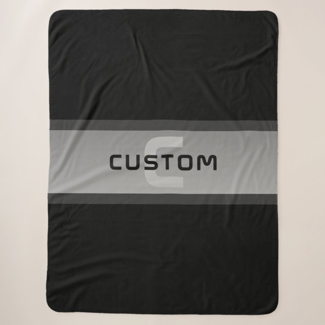Couverture Sherpa Texte en calques personnalisable moderne | Noir et (Devant)