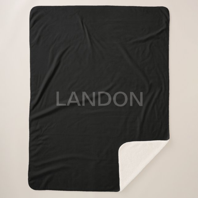 Couverture Sherpa Texte personnalisable | Gras moderne noir et gris  (Devant)