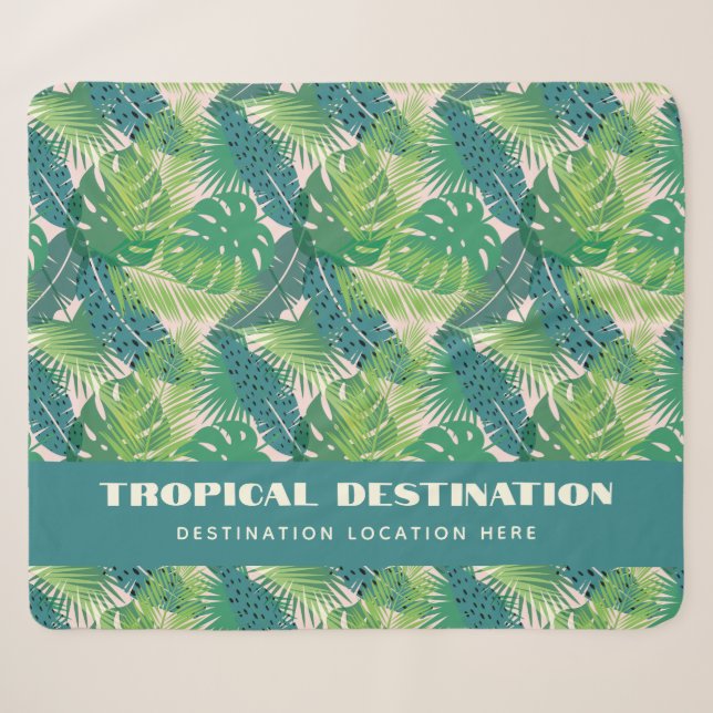 Couverture Sherpa Texte personnalisé du Motif Palm Leaf Abstrait (Devant (Horizontal))