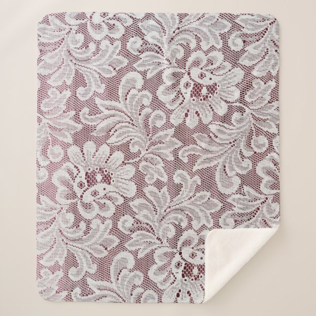 Couverture Sherpa Texture de dentelle d'élégance blanche avec bea sa (Devant)