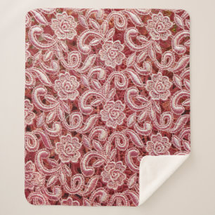 Couverture Sherpa Texture de dentelle rose fine avec vin magnifique 