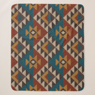 Couverture Sherpa Texture de laine aztèque Tribal.
