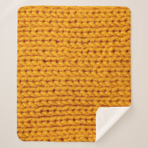 Couverture Sherpa Texture de laine tricotée jaune arrière - plan mot
