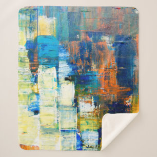 Couverture Sherpa Texture de toile peinte. Ombrage rouge et bleu sur