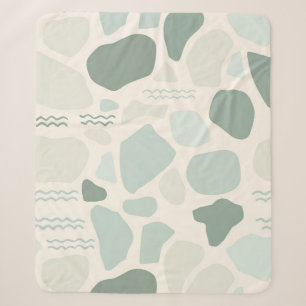 Couverture Sherpa Texture de verre de plage vert sauge Esthétique cô