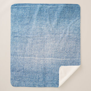 Couverture Sherpa Texture des jeans en denim bleu