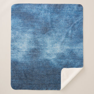 Couverture Sherpa Texture des jeans en denim bleu
