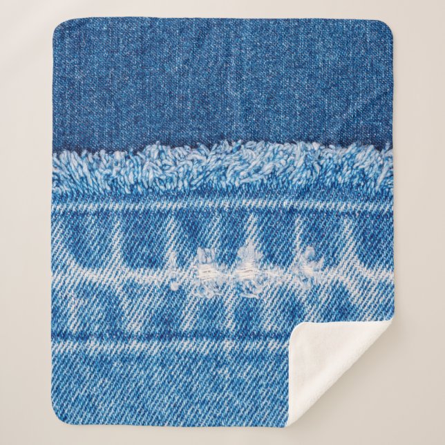 Couverture Sherpa Texture en jean bleu (Devant)