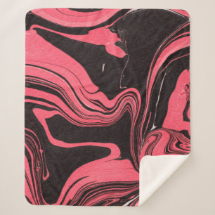 Couverture Sherpa Textures de papier rouge en marbre sur blanc ba