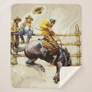 Couverture Sherpa "The Bucking Bronco" Par NC Wyeth