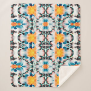 Couverture Sherpa Tie Dye Motif sans joint. Ethnique Abstraite. Psyc
