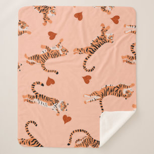 Couverture Sherpa Tigers Feuilles d'automne : Motif de saut Vintage